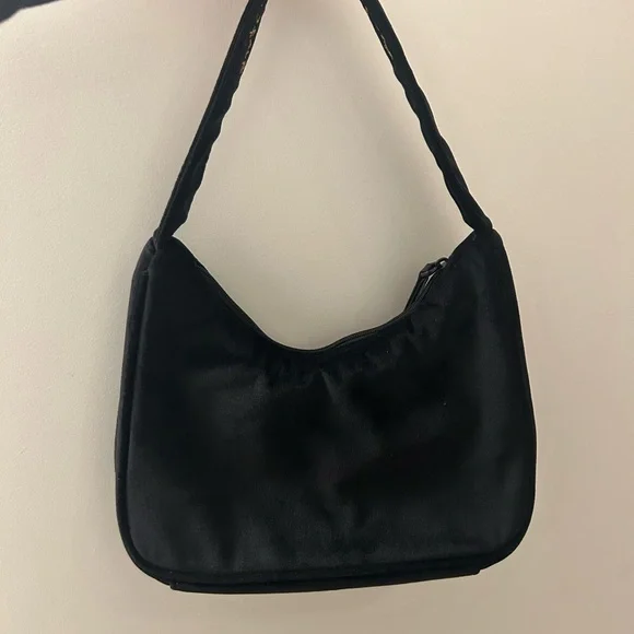 Starbucks Black Velour Mini Shoulder Bag Gold Logo Y2K Rare Small Purse - Picture 2 of 6